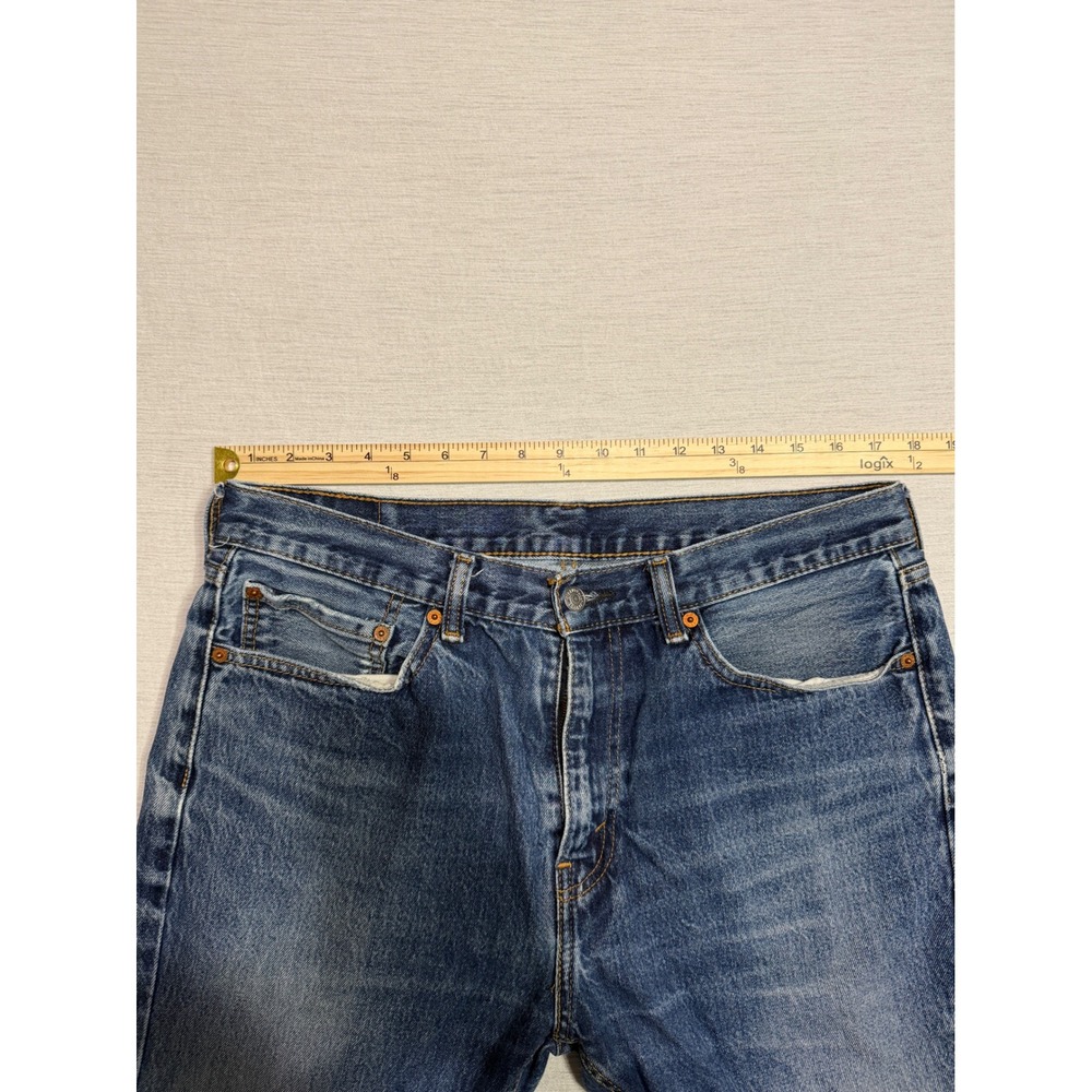 Levis 501 Original Fit Jeans Mens W36 L29 Blue Medium Wash Denim Button Fly Dist - Picture 12 of 15
